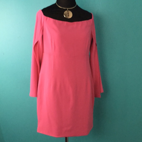 Bardot Stunning!off theshoulder fitted coral dress - Picture 2 of 7